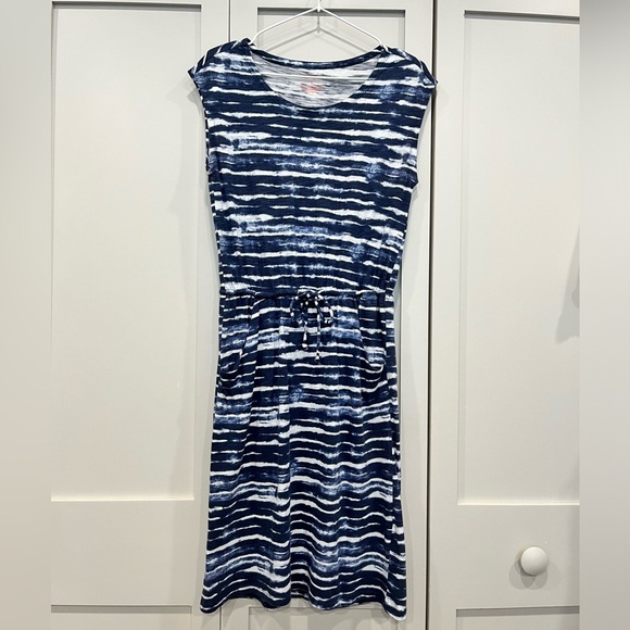 Sonoma Dresses & Skirts - 👗SONOMA LIFESTYLE Women’s Drawstring Black & Blue Wave Casual Mini Dress Sm